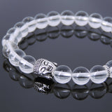 Men's Women White Crystal Tibetan Silver Bracelet Sakyamuni Buddha Yoga Mala DiyNotion Handmade T196