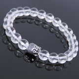 Men's Women White Crystal Tibetan Silver Bracelet Sakyamuni Buddha Yoga Mala DiyNotion Handmade T196