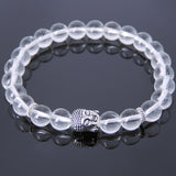 Men's Women White Crystal Tibetan Silver Bracelet Sakyamuni Buddha Yoga Mala DiyNotion Handmade T198