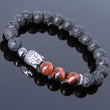 Men's Women Lava Rock Tiger Eye Hematite Tibetan Silver Bracelet Sakyamuni Buddha Yoga Mala DiyNotion Handmade T201