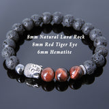 Men's Women Lava Rock Tiger Eye Hematite Tibetan Silver Bracelet Sakyamuni Buddha Yoga Mala DiyNotion Handmade T201