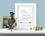 Blue Nursery Wall Art You Are Our Greatest Adventure 3 Sizes, 11 x 14, 8x 10, 5 x 7 Printable Art INSTANT DOWNLOAD, Boys Nursery Decor Arrow