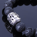 Men's Women Lava Rock 925 Sterling Silver Bracelet DiyNotion Handmade BR003M