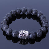Men's Women Lava Rock 925 Sterling Silver Bracelet DiyNotion Handmade BR003M