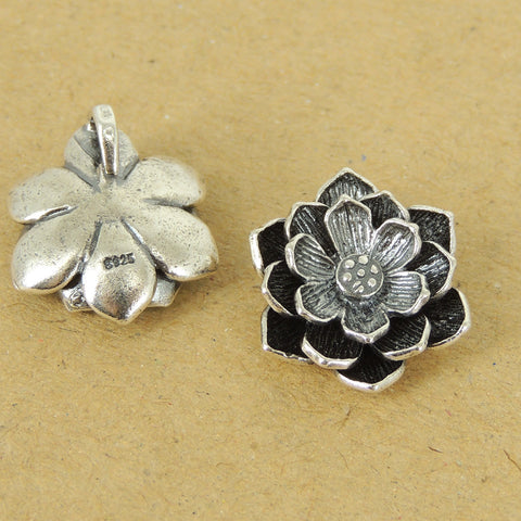 925 Stamp Sterling Silver Lotus Pendant Charm Protection WSP430 Wholesale: See Discount Coupons in Item Details