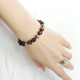 Men's Women Bracelet with Red Tiger Eye Sterling Silver Cross Beads DiyNotion Handmade BR739