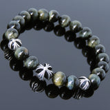 Men's Women Bracelet with Brown Blue Tiger Eye Sterling Silver Cross Beads DiyNotion Handmae BR741