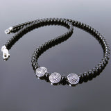 Men's Women Bright Black Onyx Sterling Silver Necklace Gemstone Beads Clasp DiyNoion Handmade NK102
