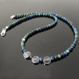 Men's Women Mixed Chrysocolla Lapis Sterling Silver Necklace Gemstone Charms Clasp DiyNoion Handmade NK104