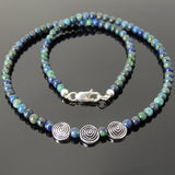 Men's Women Mixed Chrysocolla Lapis Sterling Silver Necklace Gemstone Charms Clasp DiyNoion Handmade NK104