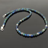 Men's Women Mixed Chrysocolla Lapis Sterling Silver Necklace Gemstone Spacers Clasp DiyNoion Handmade NK105