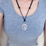 Men's Women 925 Sterling Silver Guanyin Adjustable Necklace with Korean Wax Rope DiyNotion NK128