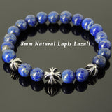 Men's Women Bracelet with Natural Lapis Lazuli Sterling Silver Cross Beads DiyNotion Handmae BR742