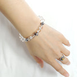 Men's Women Bracelet with White Crystal Sterling Silver Cross Beads DiyNotion Handmae BR745