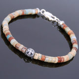Men's Women Jasper Stone Bracelet 925 Sterling Silver Cross Bead DiyNotion Handmade BR551