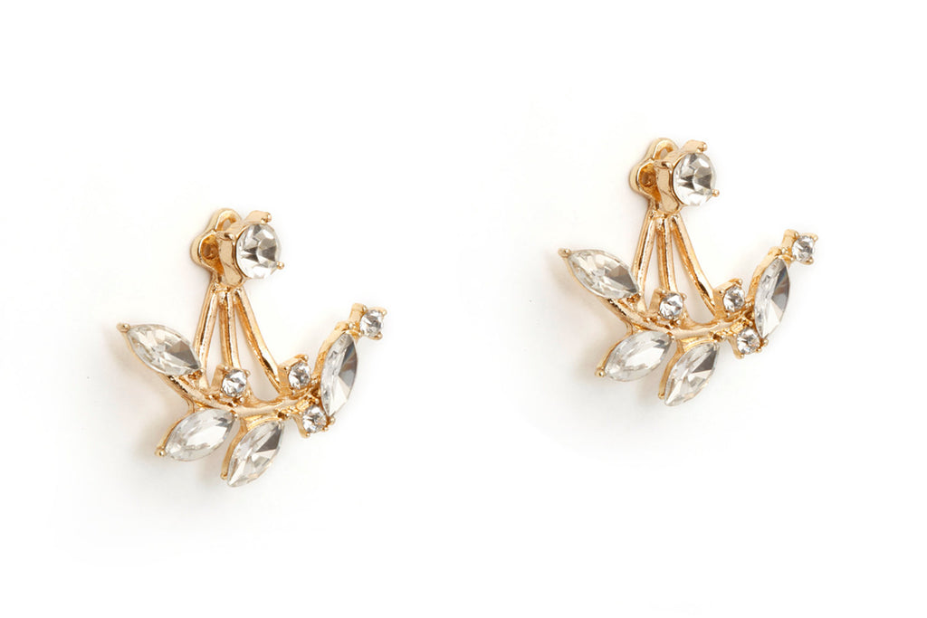 Latisha earring jackets-Flower, Pink, Rhodium plated