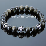 Men's Women Bracelet with Golden Obsidian Sterling Silver Cross Beads DiyNotion Handmae BR746