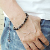 Men's Women Bracelet with Golden Obsidian Sterling Silver Cross Beads DiyNotion Handmae BR746