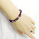 Men's Women Bracelet with Amethyst Sterling Silver Cross Beads DiyNotion Handmae BR748