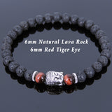 Lava Rock Tiger Eye Tibetan Silver Sakyamuni Bracelet Buddha Yoga Mala for Men Women DiyNotion Handmade T119