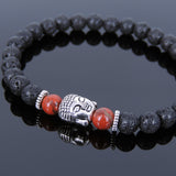 Lava Rock Jasper Stone Tibetan Silver Sakyamuni Bracelet Buddha Yoga Mala for Men Women DiyNotion Handmade T123