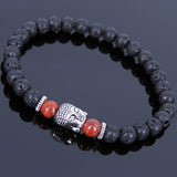 Lava Rock Jasper Stone Tibetan Silver Sakyamuni Bracelet Buddha Yoga Mala for Men Women DiyNotion Handmade T123