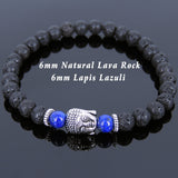 Lava Rock Lapis Tibetan Silver Bracelet Buddha Yoga Mala for Men Women DiyNotion Handmade T121
