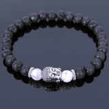 Lava Rock White Howlite Tibetan Silver Bracelet Buddha Yoga Mala for Men Women DiyNotion Handmade T124
