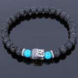 Lava Rock Turquoise Tibetan Silver Sakyamuni Bracelet Buddha Yoga Mala for Men Women DiyNotion Handmade T122