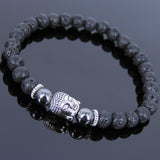 Lava Rock Hematite Tibetan Silver Bracelet Buddha Yoga Mala for Men Women DiyNotion Handmade T125