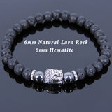 Lava Rock Hematite Tibetan Silver Bracelet Buddha Yoga Mala for Men Women DiyNotion Handmade T125