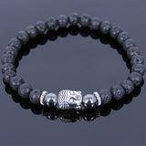 Lava Rock Hematite Tibetan Silver Bracelet Buddha Yoga Mala for Men Women DiyNotion Handmade T125