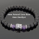 Lava Rock Amethyst Tibetan Silver Bracelet Buddha Yoga Mala for Men Women DiyNotion Handmade T129