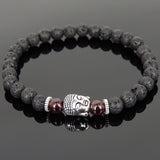 Lava Rock Garnet Tibetan Silver Bracelet Buddha Yoga Mala for Men Women DiyNotion Handmade T130