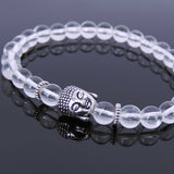 White Crystal Tibetan Silver Bracelet Buddha Yoga Mala for Men Women DiyNotion Handmade T132