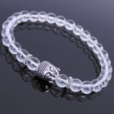 White Crystal Tibetan Silver Bracelet Buddha Yoga Mala for Men Women DiyNotion Handmade T132