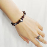 Men's Women Bracelet with Red Tiger Eye Sterling Silver Skull Cross Beads DiyNotion Handmade BR753
