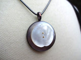 Apple Button Pendant Necklace, Handmade, Layered Button Necklace, Vintage Mother of Pearl MOP, Vintage Sterling Silver Snake Chain, MPN205