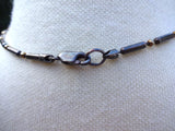 Vintage Mother of Pearl Button Pendant, Red Button Detail, Oxidized Sterling Silver Bead & Bar Chain, MPN207