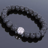 Lava Rock Tibetan Silver Fleur de Lis Bracelet Yoga Mala for Men Women DiyNotion Handmade T134