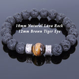 Lava Rock Tiger Eye Tibetan Silver Bracelet Yoga Mala for Men Women DiyNotion Handmade T135