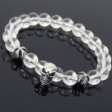 Men's Women Bracelet with White Crystal Sterling Silver Skull Cross Beads DiyNotion Handmae BR759