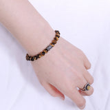 Men's Women Brown Tiger Eye Adjustable Braided Bracelet 925 Sterling Silver Fleur de Lis Bead DiyNotion BR769