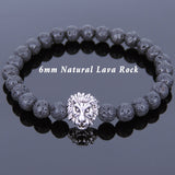 Lava Rock Tibetan Silver Lion Head Bead Bracelet Yoga for Men Women DiyNotion Handmade T140