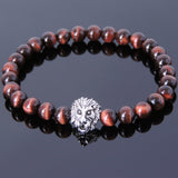 Red Tiger Eye Tibetan Silver Lion Head Bead Bracelet Yoga for Men Women DiyNotion Handmade T143
