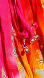 Orange Pink TieDye Rayon Skirt (Shipped from Canada)