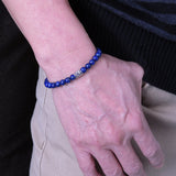 Men's Women Lapis Lazuli Adjustable Braided Bracelet 925 Sterling Silver Fleur de Lis Bead DiyNotion BR771