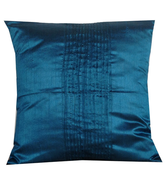 50% OFF Sale Silk pillows, Blue Home Decor, Pleated Pin Tuck Decorative Throw Cushions -Blue Cushion Cover 18"X18"