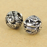 925 Sterling Silver Dragon Bead Vintage Round Bead Jewelry Making WSP417 Wholesale Retail