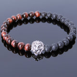 Red Tiger Eye Lava Rock Tibetan Silver Lion Head Bead Bracelet Yoga for Men Women DiyNotion Handmade T147